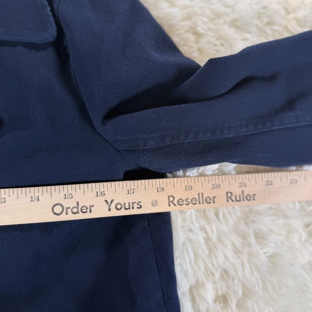 J.Crew Navy Cotton Twill Nautical Pea Coat Jacket Double Breasted Size 2 Pockets - Picture 5 of 13